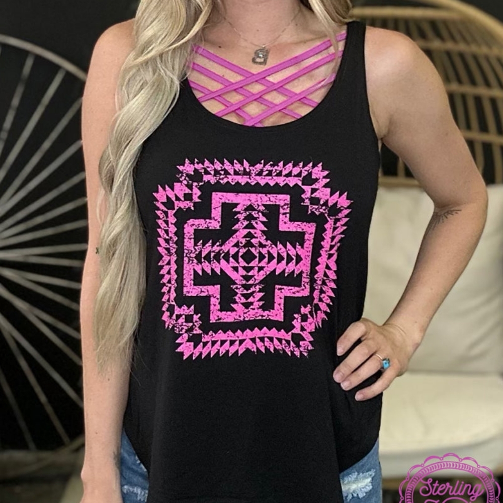 ALOHA BABE TANK WESTERN RODEO CIWGIRL TANK TEE